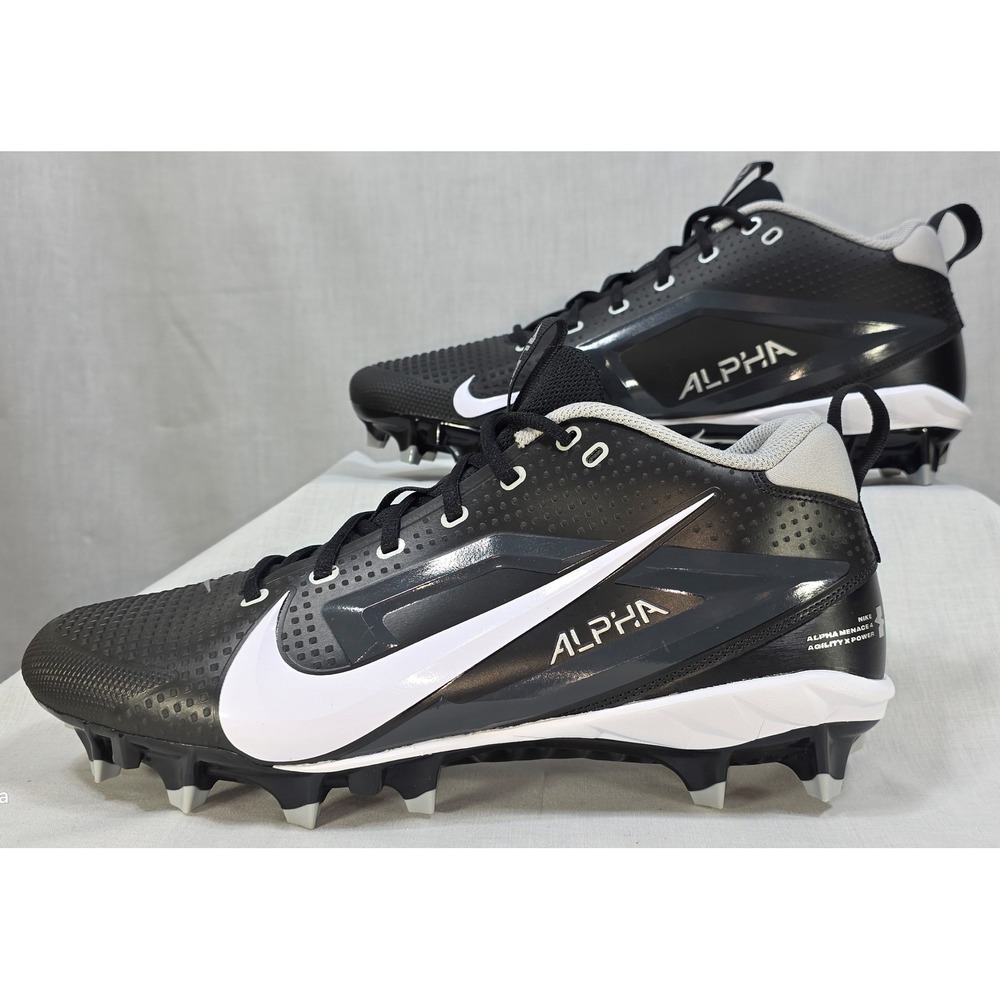 Nike Alpha Menace 4 Varsity Football Cleats Black White FN0027-001 Men's Size 12